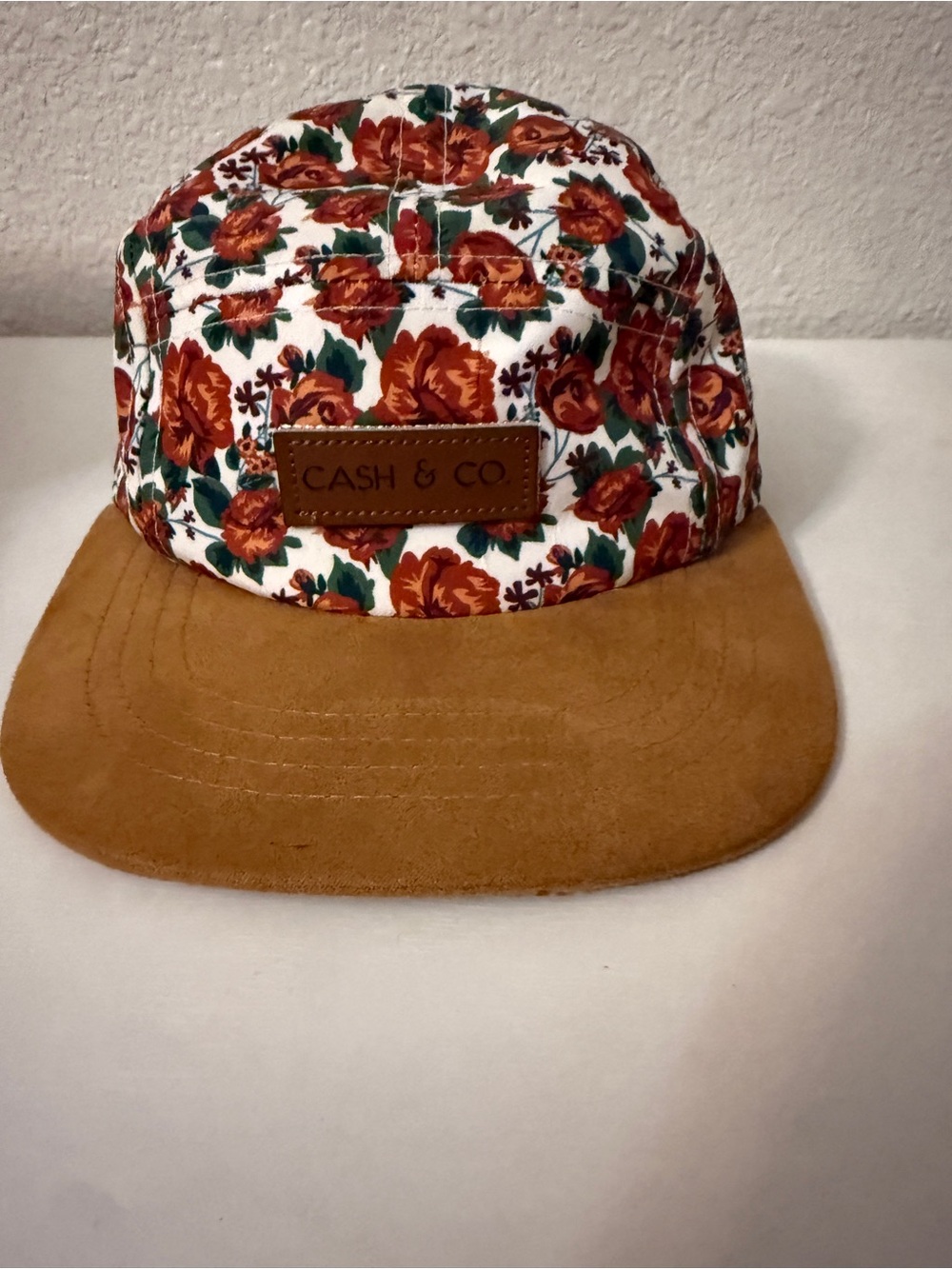 Cash & Co Floral Kids Five-Panel Hat in Rust and Tan
